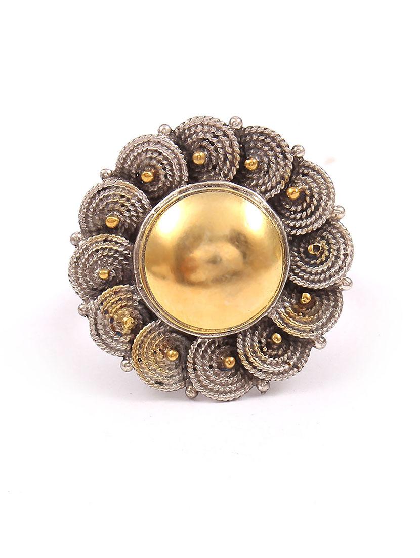 silver gold plated, adorable floral, designer ring - 18182655 -  Zoom Image - 0