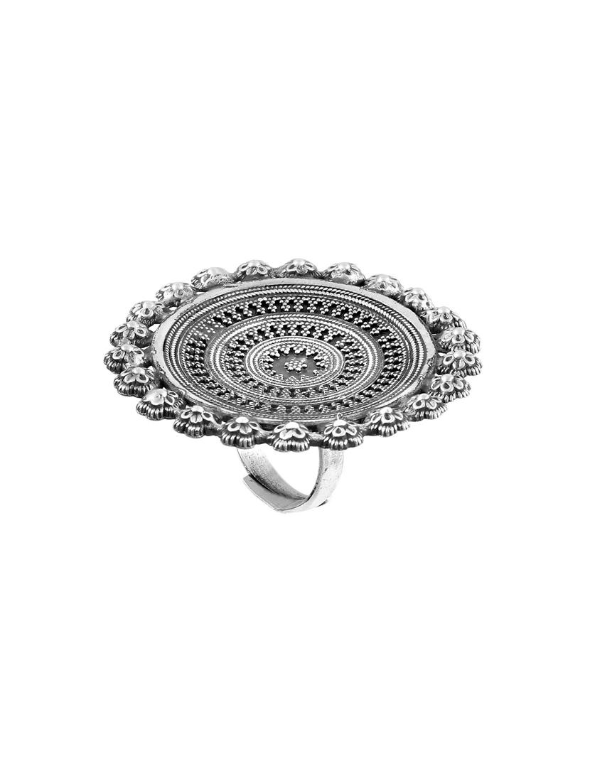 silver floral & rawa statement adjustable ring - 18182662 - Zoom Image - 0