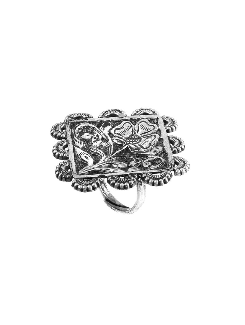 silver floral statement adjustable ring - 18182664 -  Zoom Image - 0