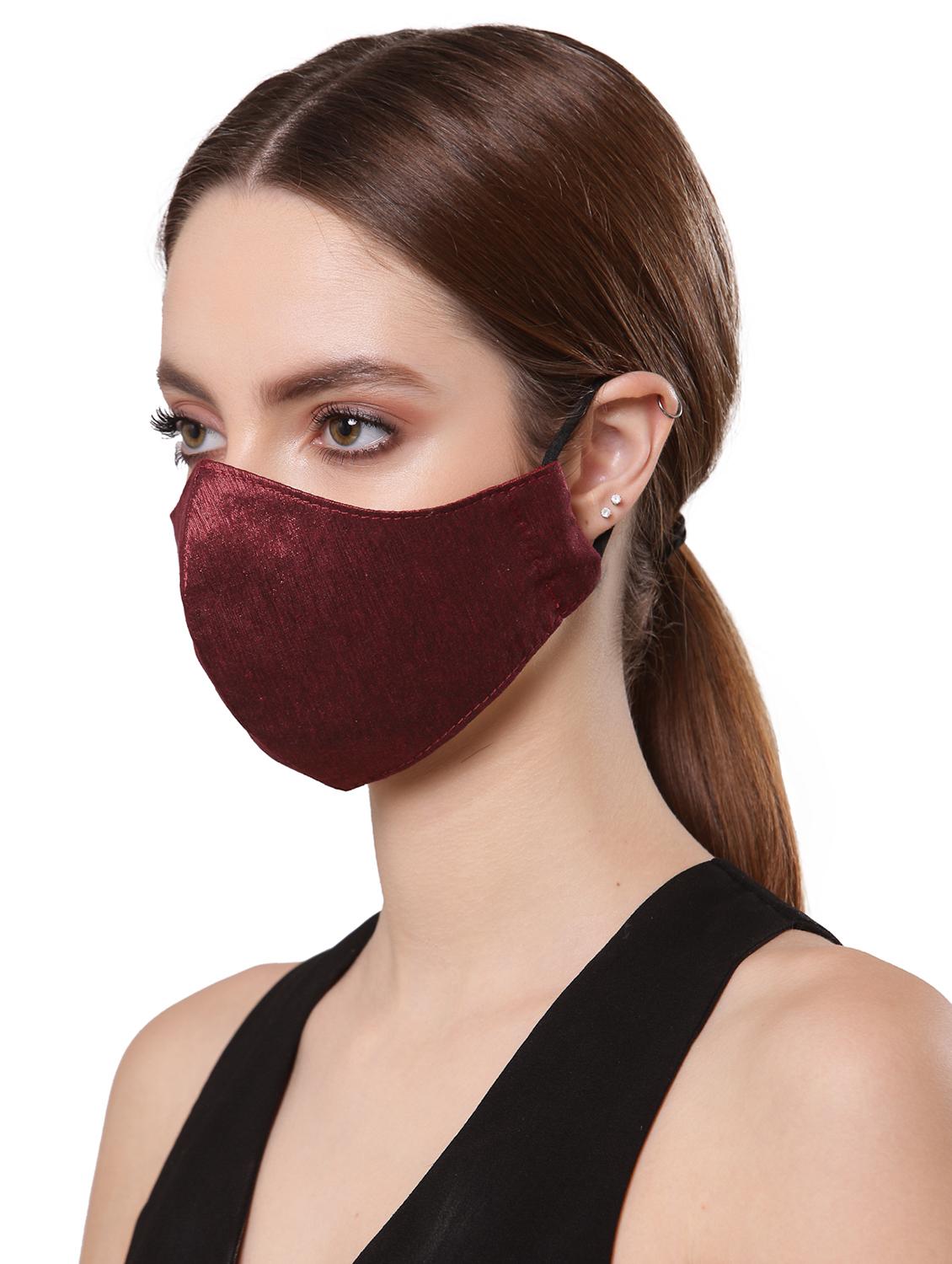 red silk plain women mask - 18184565 - Standard Image - 4