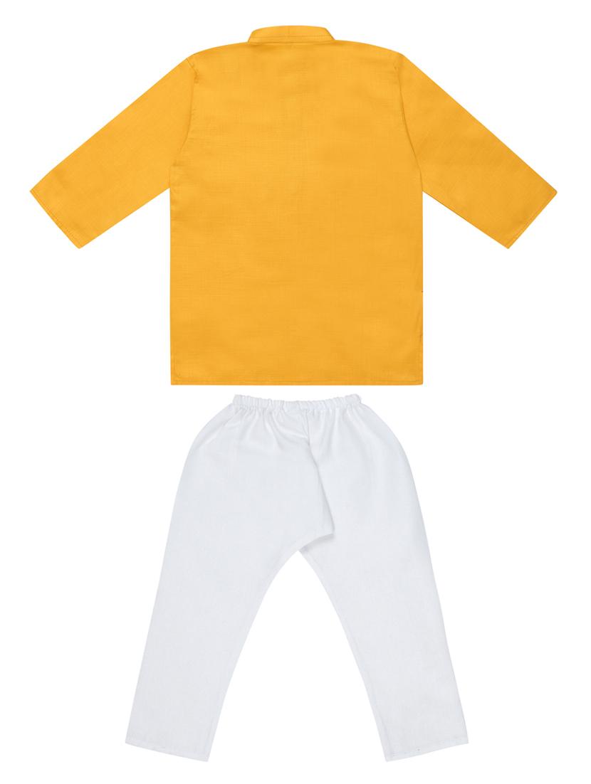 yellow solid kurta pajama set - 18184594 - Standard Image - 1