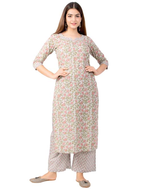 blue cotton kurta palazzo  set - 18185516 -  Standard Image - 0