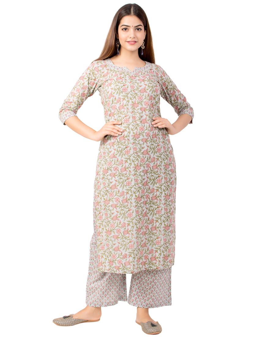 blue cotton kurta palazzo  set - 18185516 -  Zoom Image - 0