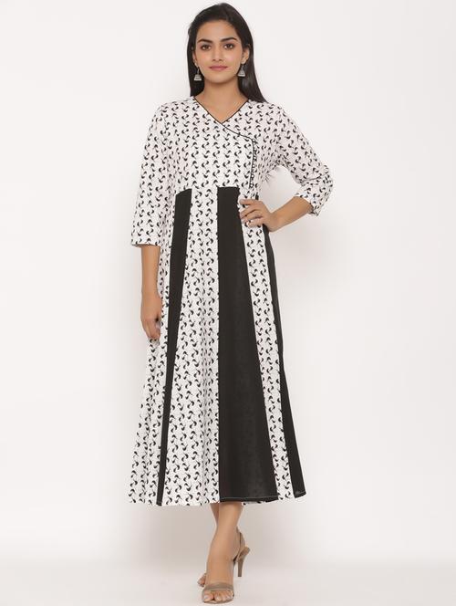 white cotton anarkali kurta - 18185589 - Standard Image - 0