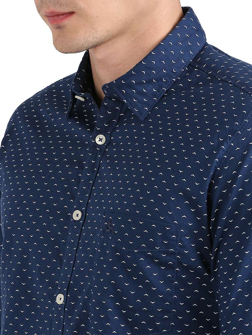 navy-blue printed casual shirt - 18185698 - Standard Image - 4