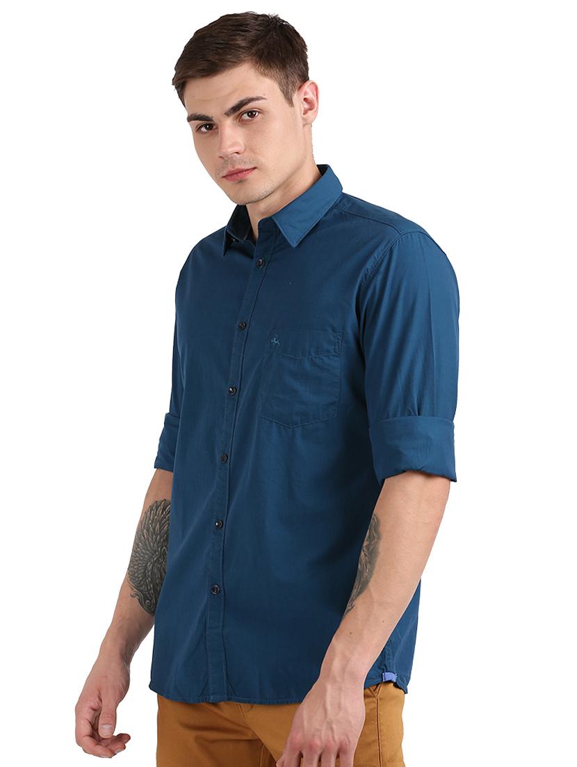 teal solid casual shirt - 18185701 - Standard Image - 1