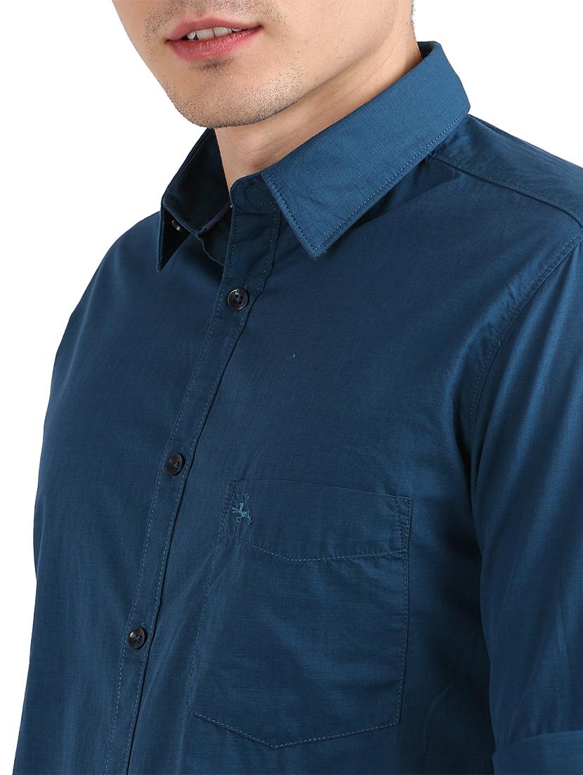 teal solid casual shirt - 18185701 - Standard Image - 4
