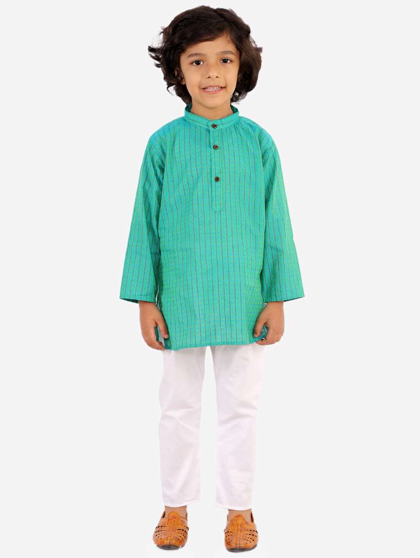 green striped kurta set