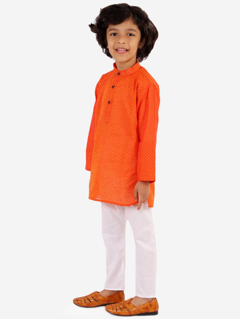 orange printed kurta pajama set - 18185949 - Standard Image - 1