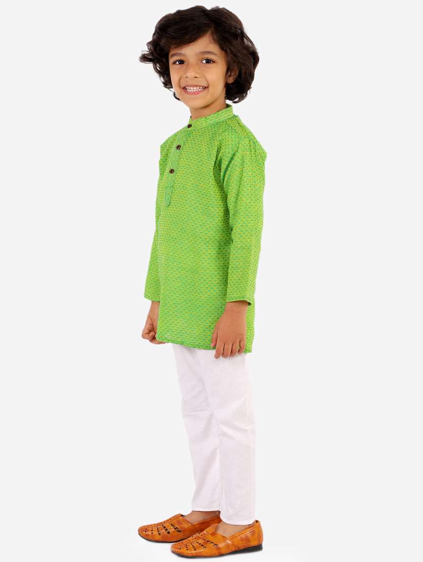 green printed kurta set - 18185950 -  Standard Image - 1