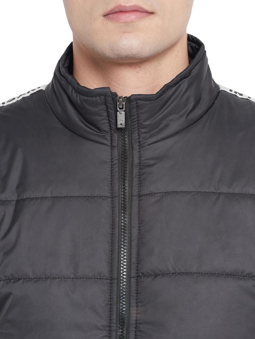 black solid quilted jacket - 18185971 - Standard Image - 4