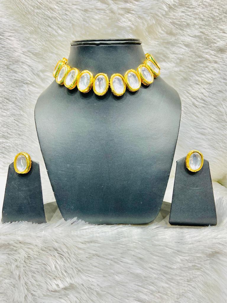 kundan,meenkari neacklacess with earring - 18186181 - Standard Image - 1