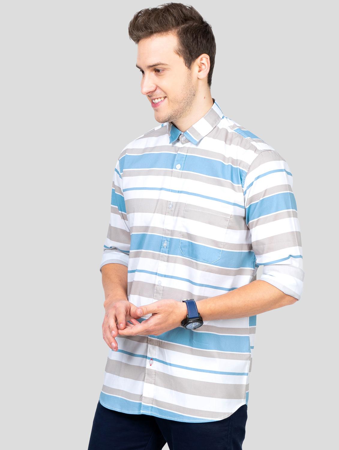 blue striped casual shirt - 18186558 - Standard Image - 1