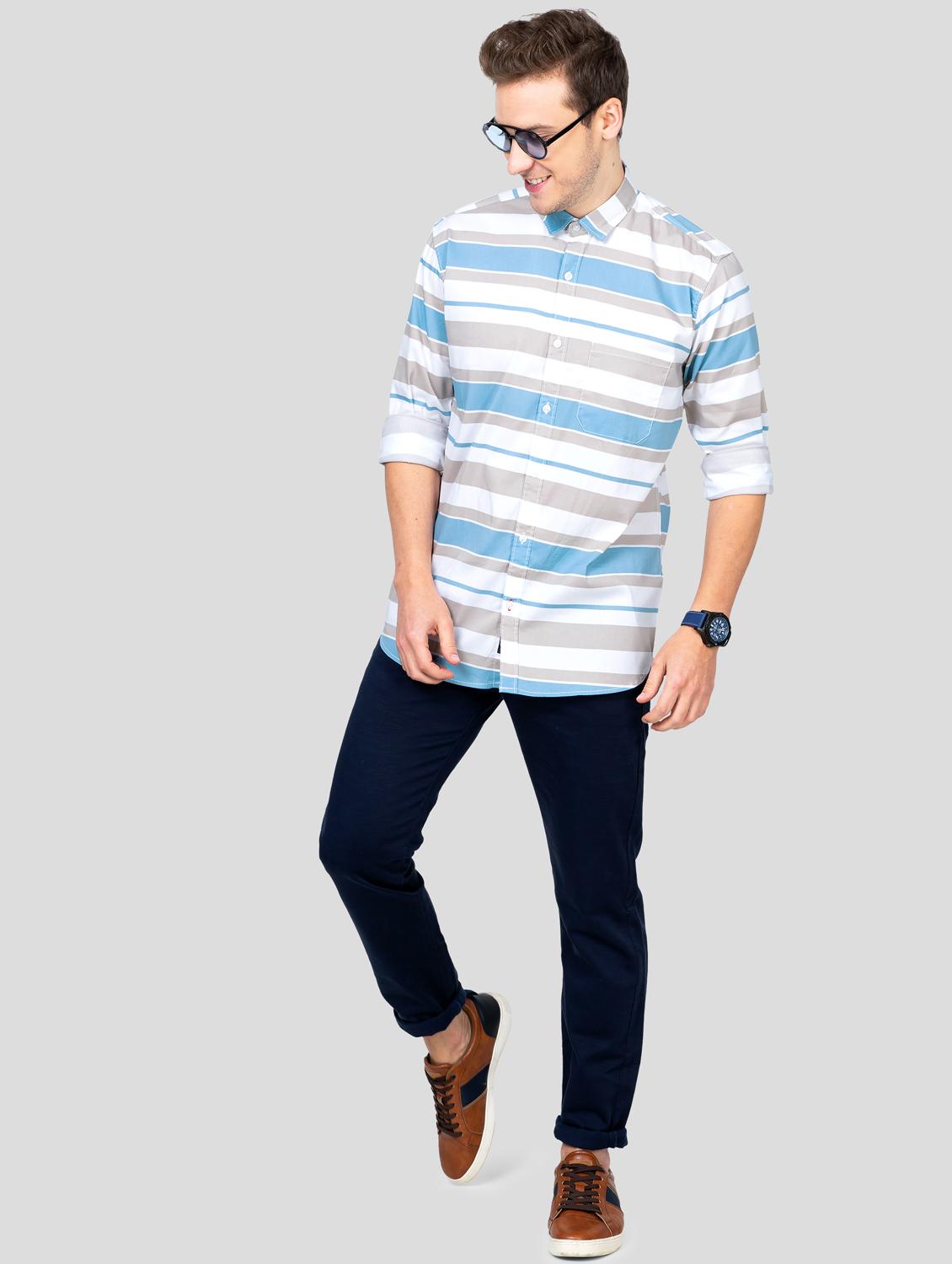 blue striped casual shirt - 18186558 - Standard Image - 4
