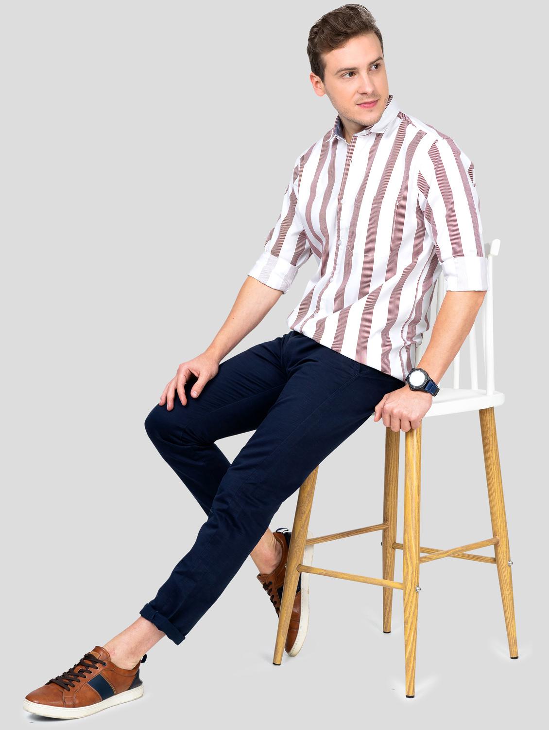white striped casual shirt - 18186560 - Standard Image - 4