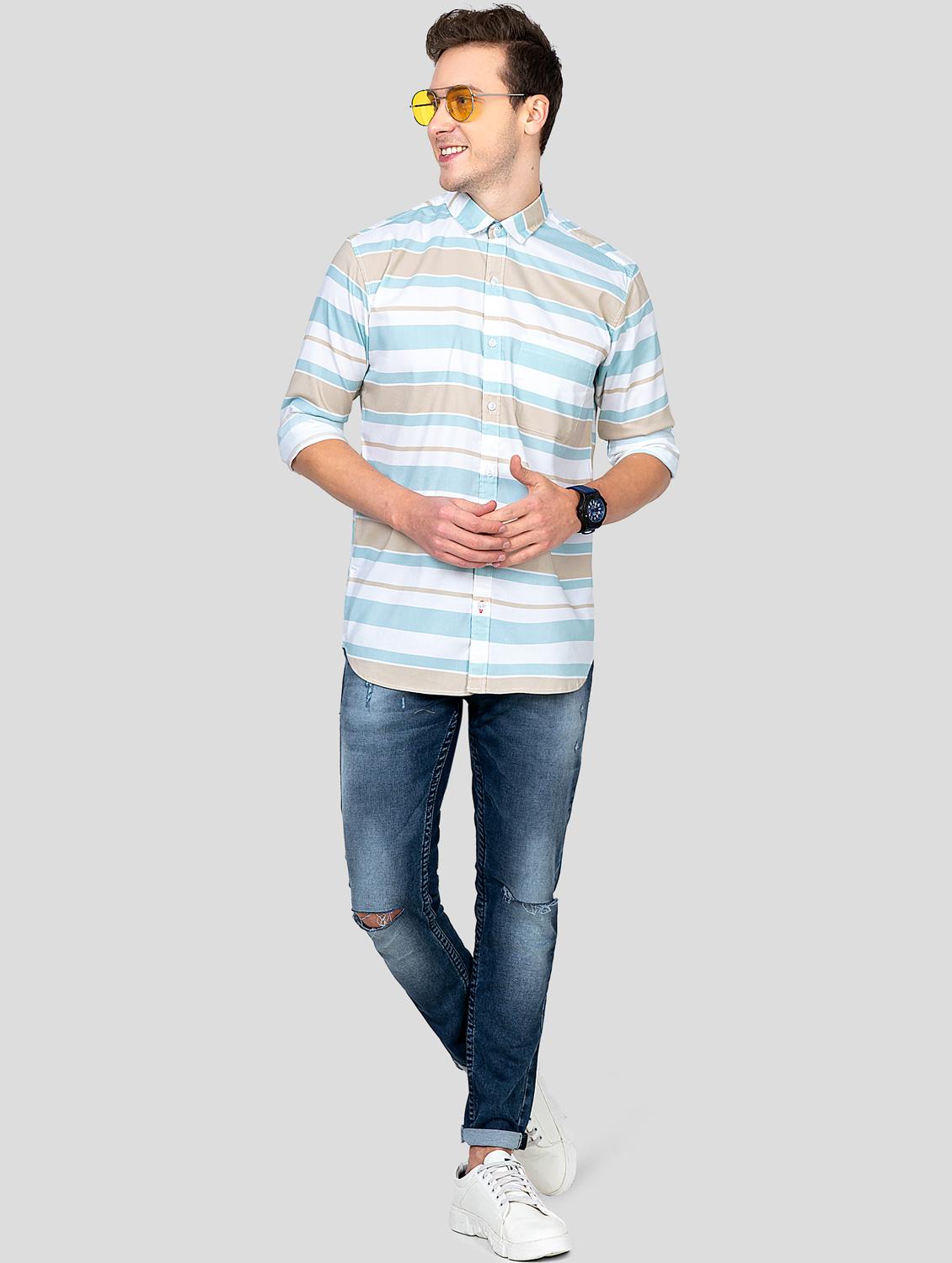 light blue striped casual shirt - 18186565 - Standard Image - 4