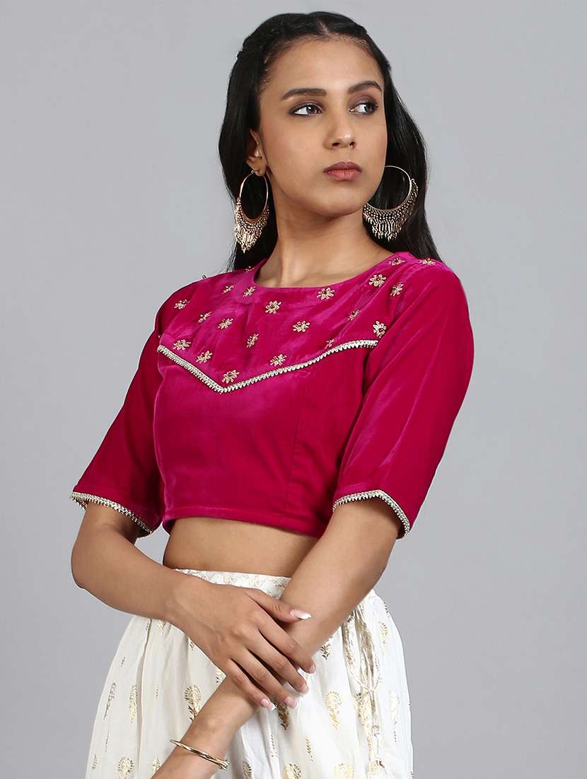 pink velvet embroidered blouse - 18186691 -  Standard Image - 1