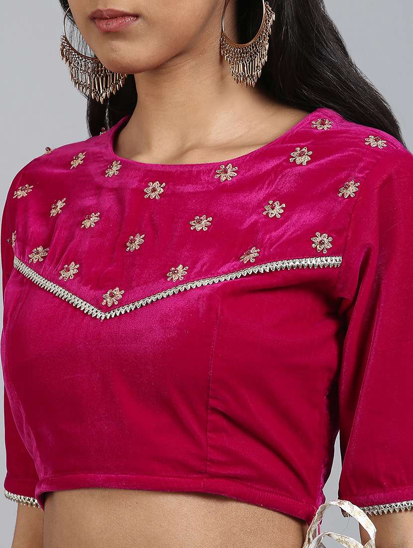 pink velvet embroidered blouse - 18186691 -  Standard Image - 4