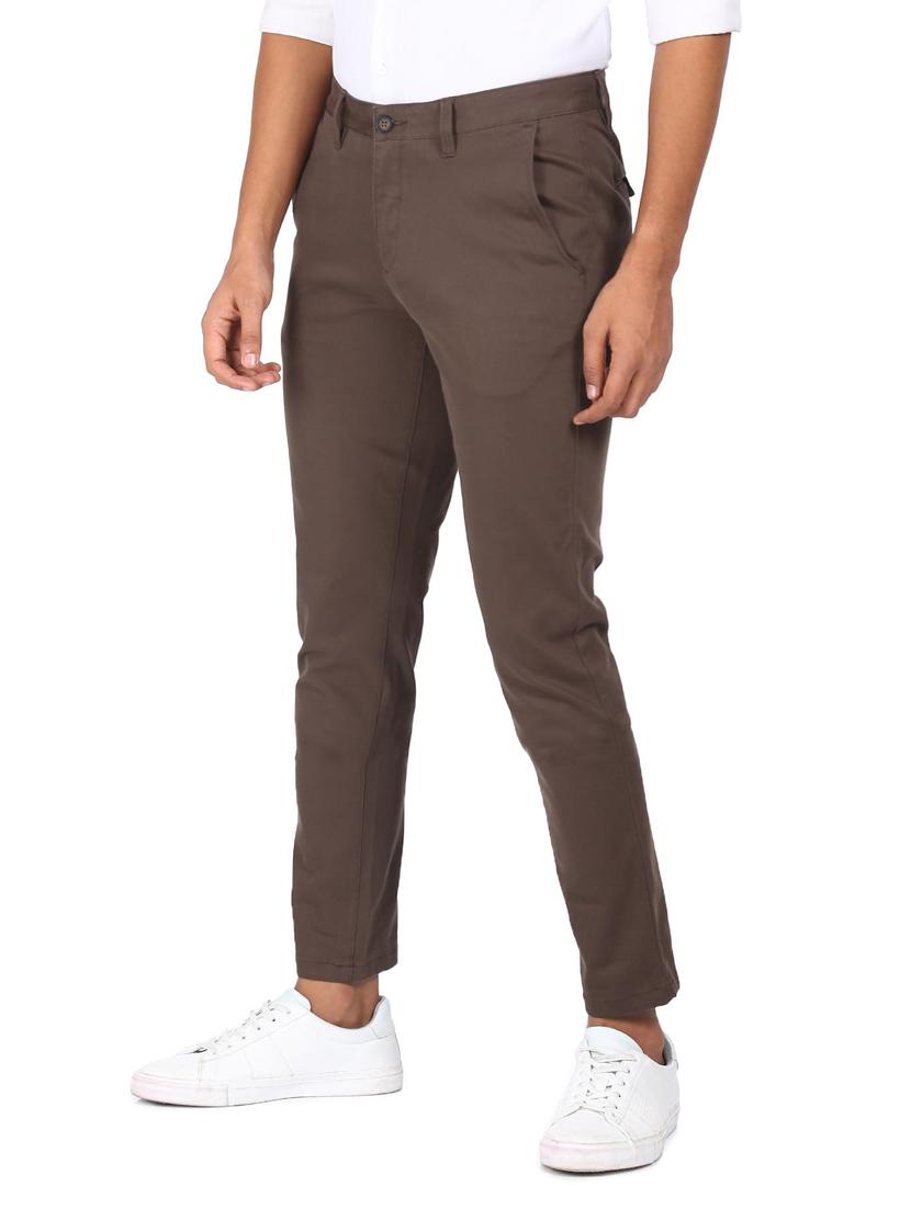 taupe solid chinos casual trouser - 18186697 - Standard Image - 1