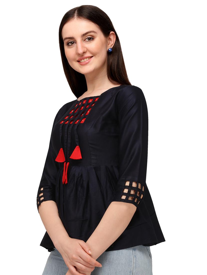 solid satin peplum top - 18186794 - Standard Image - 1