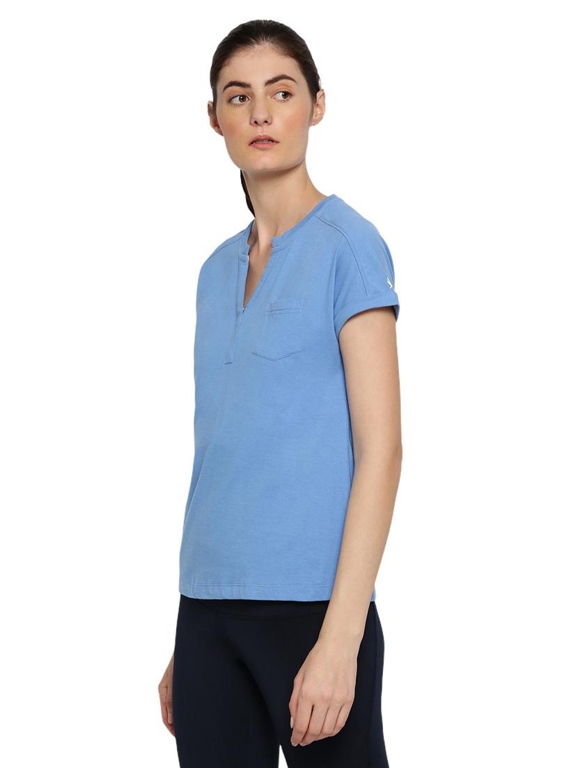 dark blue cotton lycra regular top - 18186946 - Standard Image - 1