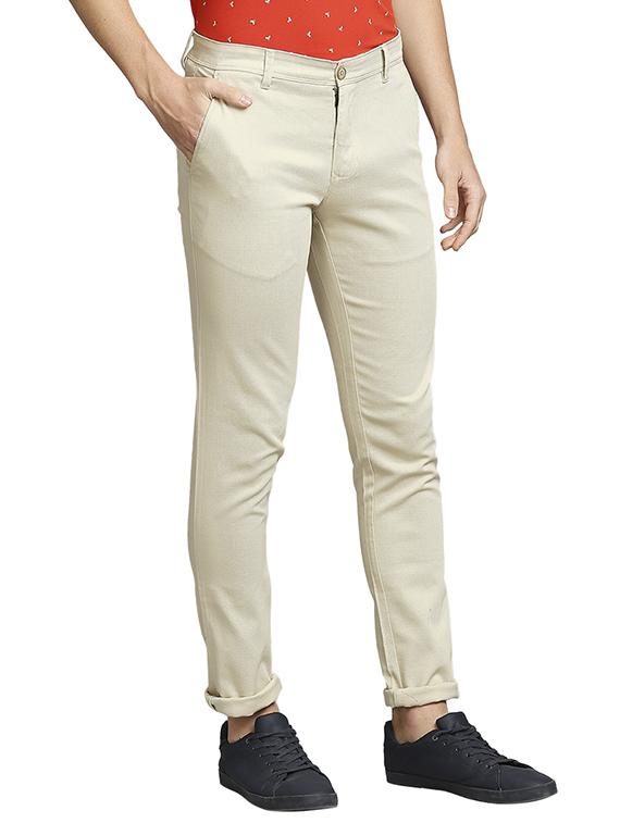 brown solid flat front casual trouser - 18186987 - Standard Image - 1