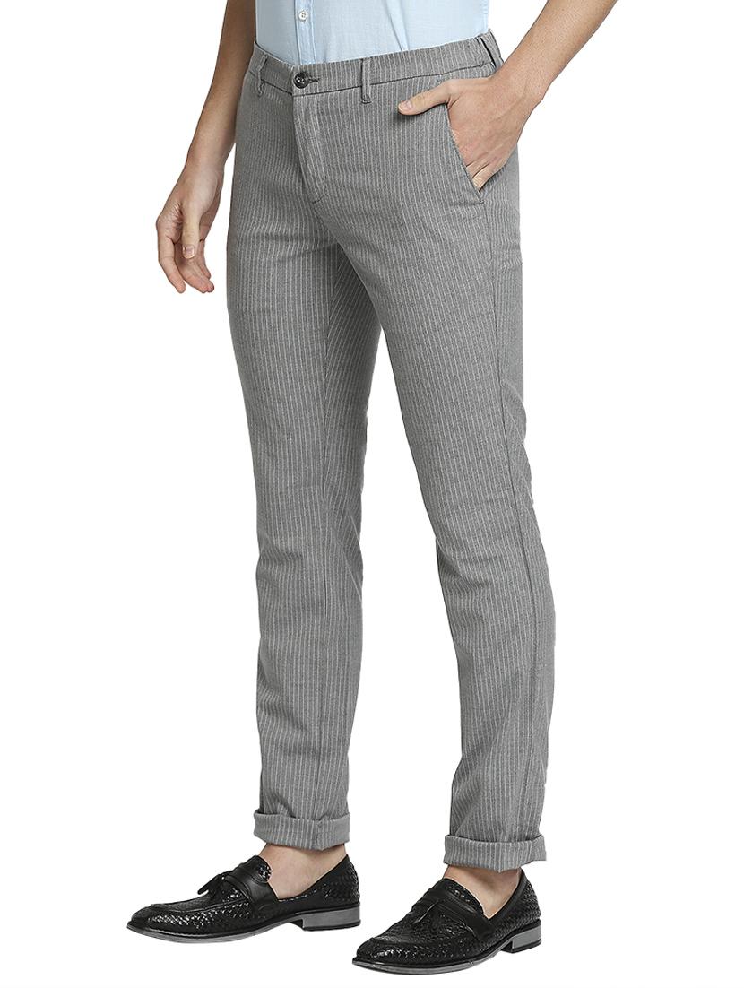 grey stripe flat front casual trouser - 18186993 -  Standard Image - 1