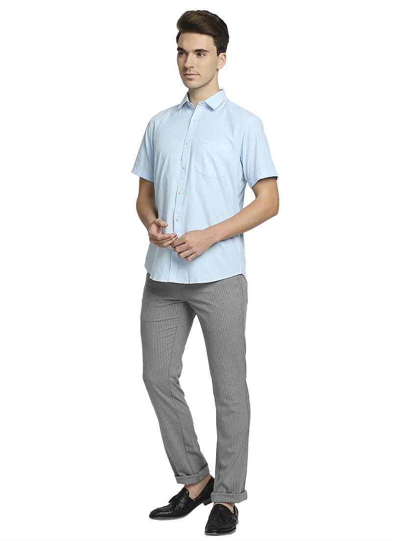 grey stripe flat front casual trouser - 18186993 - Standard Image - 4