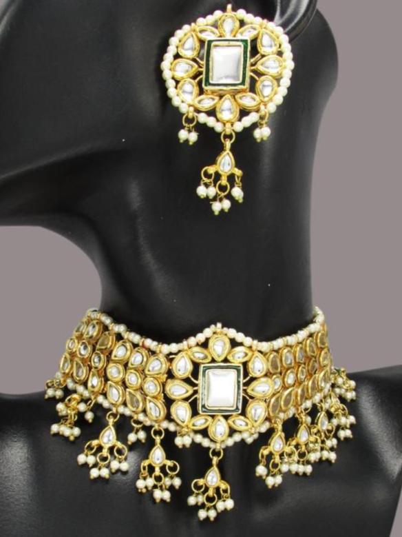 kundan with menakari chauker neckacess - 18187013 - Standard Image - 1