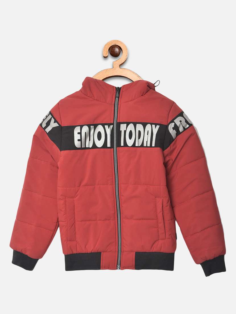 red polyester quilted jackets & coat