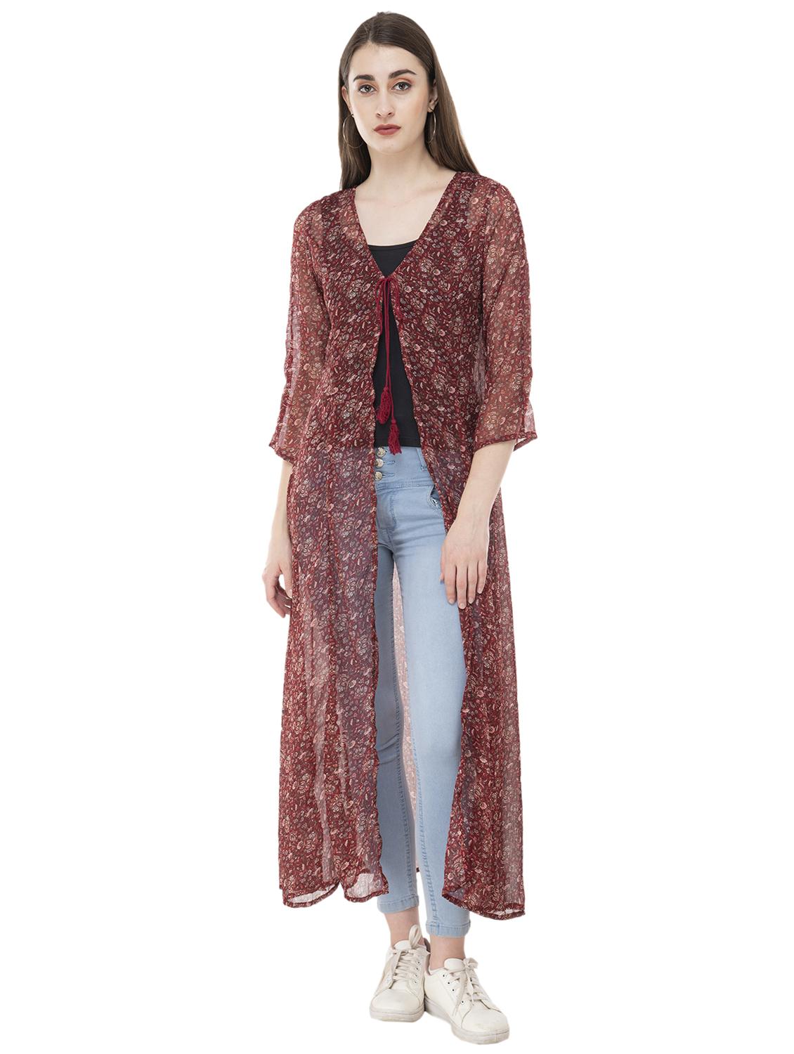 red printed regular shrug