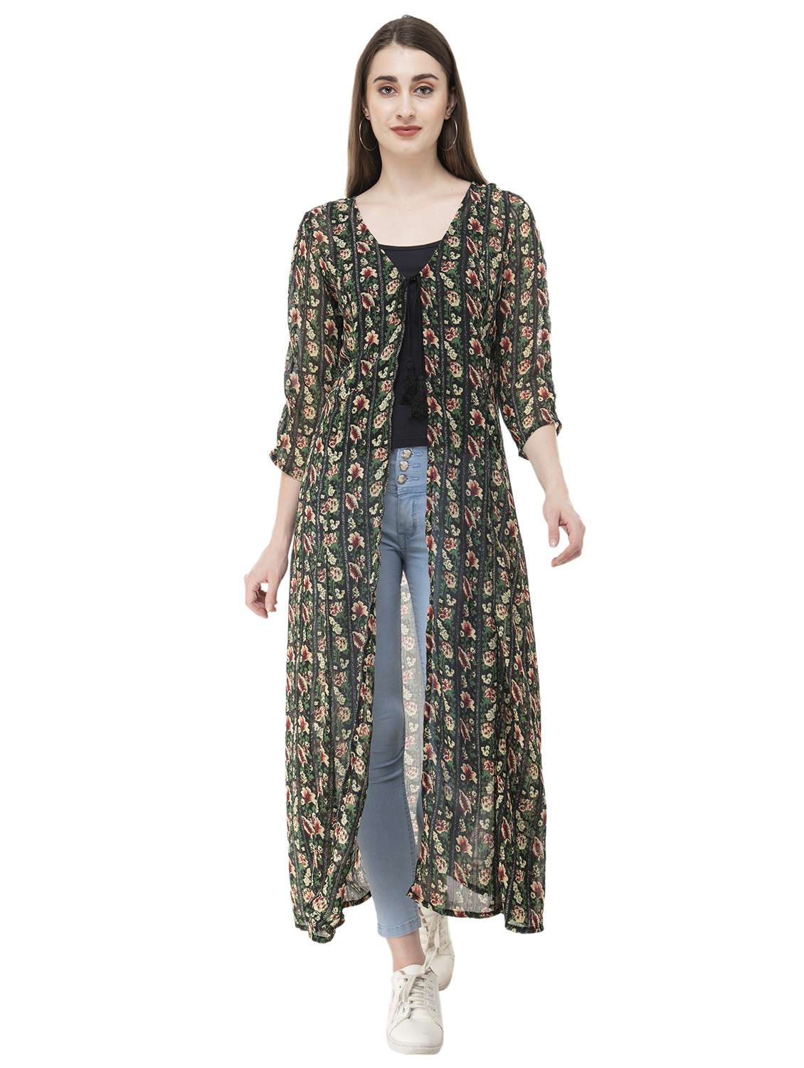 black printed regular shrug