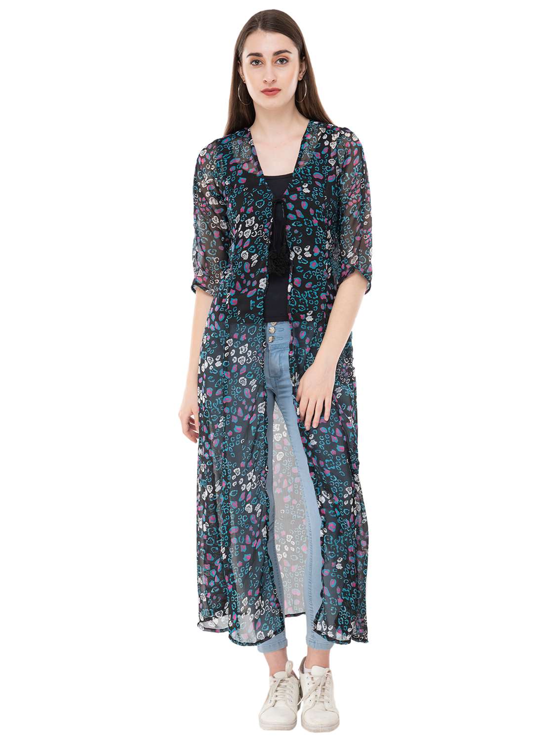 black printed regular shrug