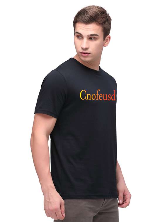 navy blue chest-printed t-shirt - 18187325 -  Standard Image - 1