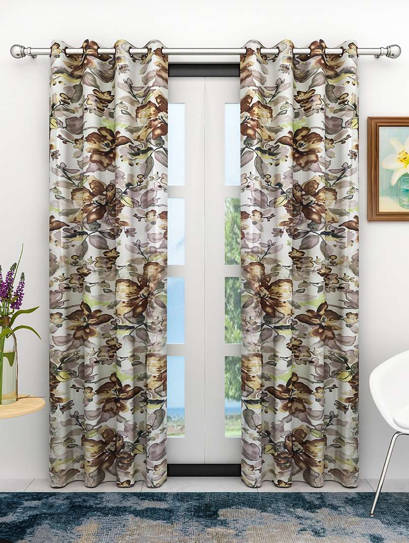 athom living eazy home premium polyester designer floral  door curtain 7ft pack of 2