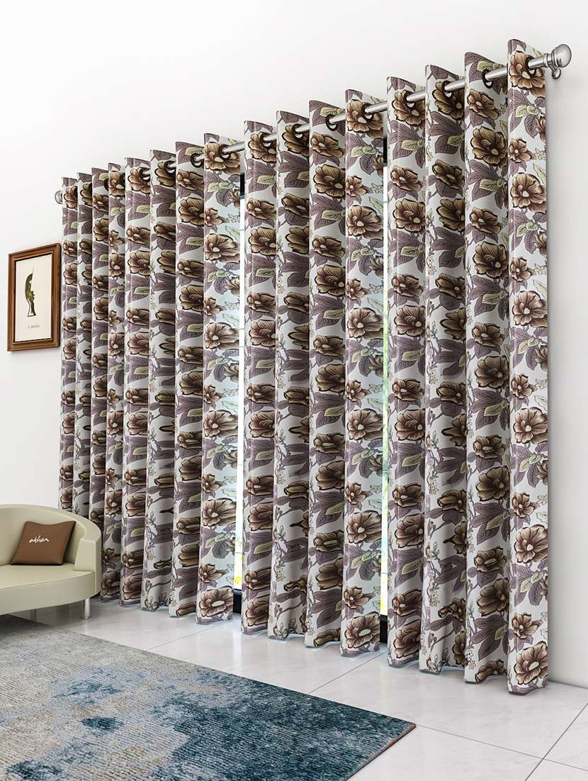 athom living eazy home premium polyester designer floral  door curtain 7ft pack of 4