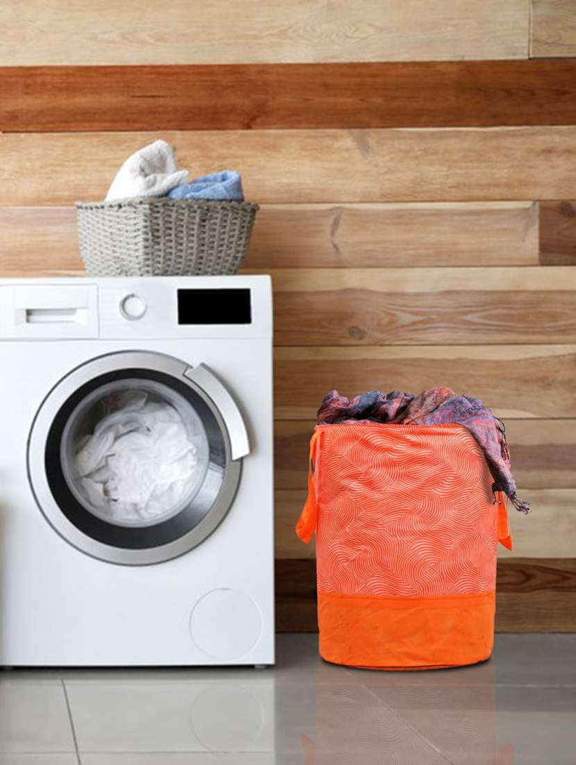 kuber industries laheriya printed waterproof cotton laundry bag,laundry basket organizer45 l(orange)