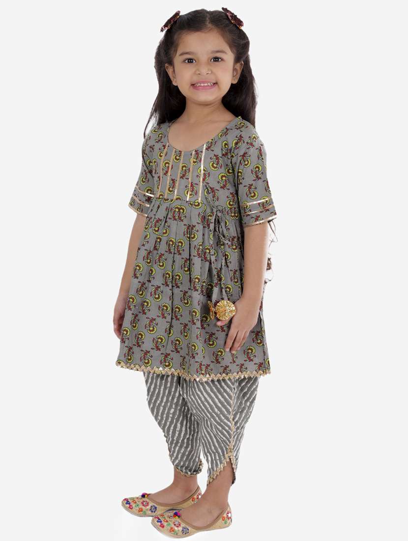 grey printed kurta salwar suit set - 18188584 - Standard Image - 1