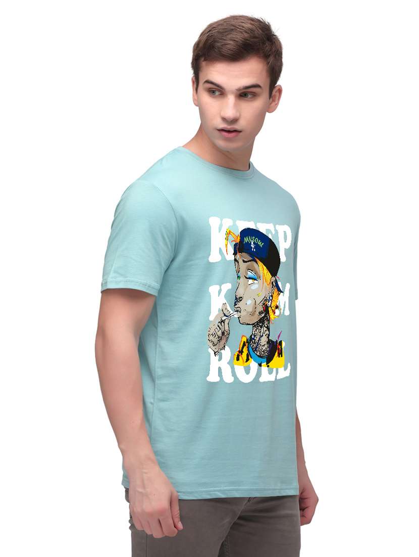 blue chest print t-shirt - 18188607 -  Standard Image - 1