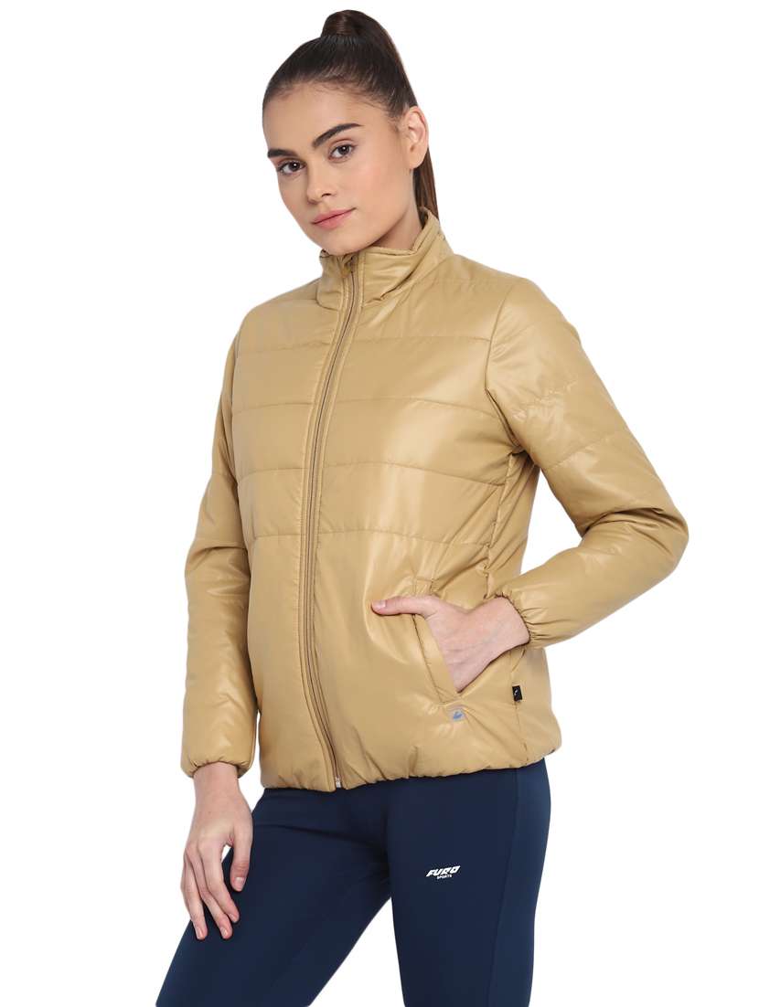 beige polyester solid jacket - 18189474 - Standard Image - 1