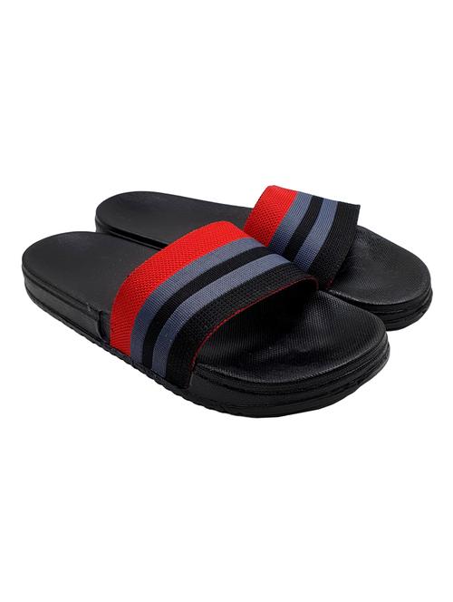 black synthetic & mesh slip on flip flops - 18190136 -  Standard Image - 0