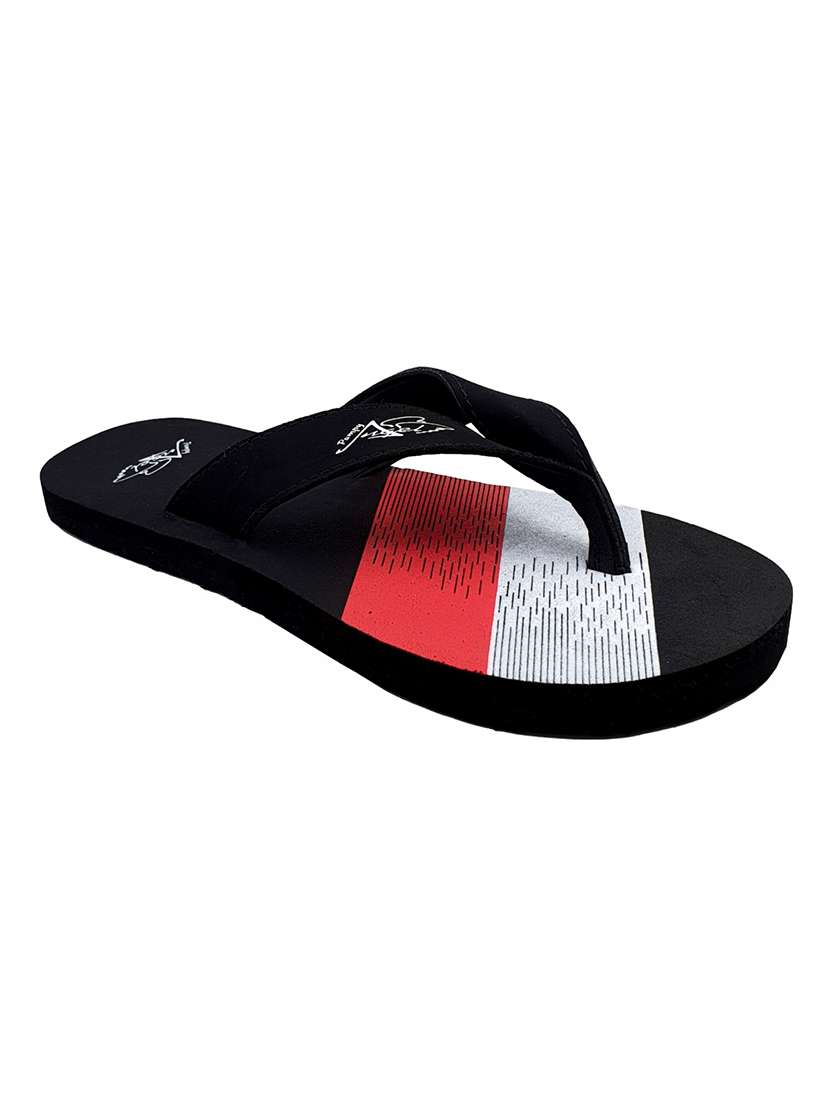 black synthetic & mesh slip on flip flops - 18190142 -  Standard Image - 1