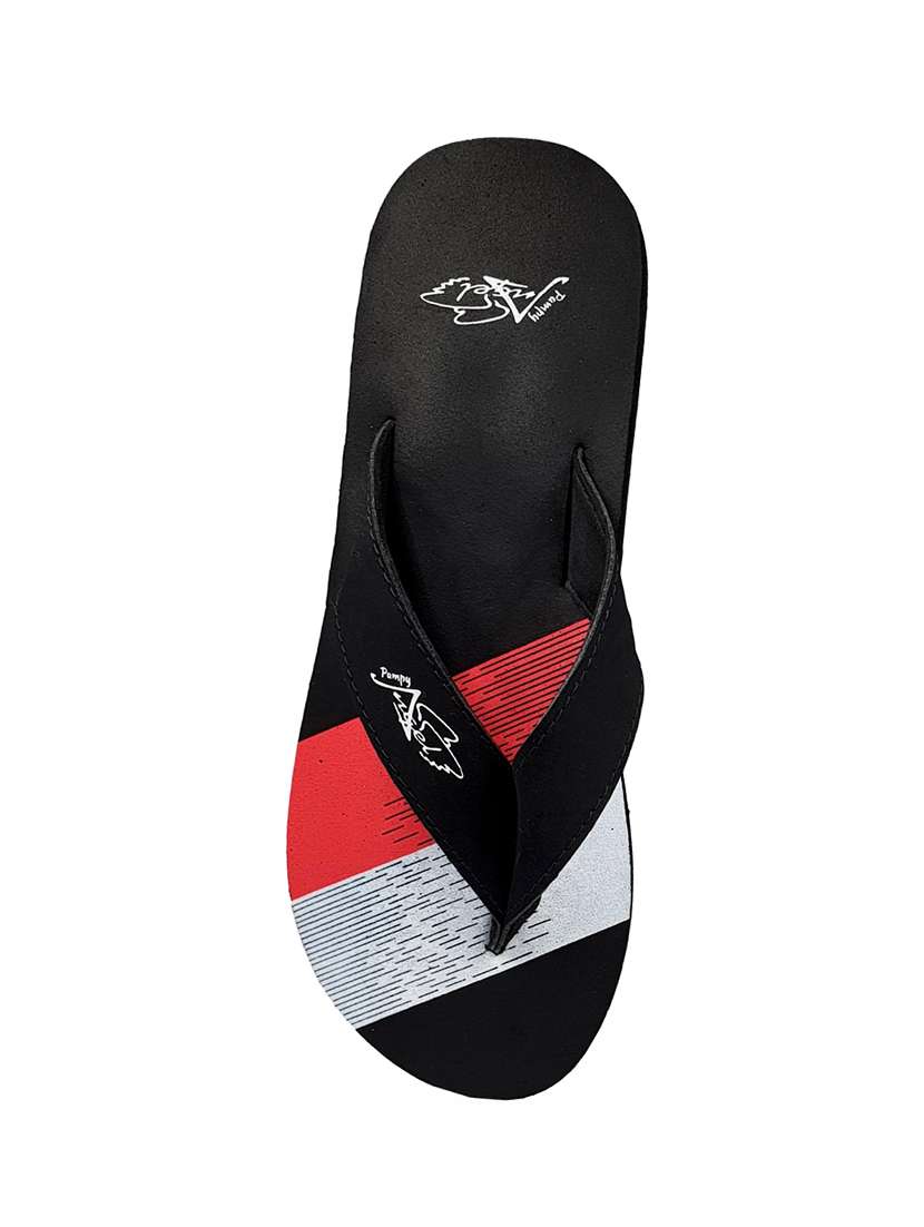 black synthetic & mesh slip on flip flops - 18190142 -  Standard Image - 4