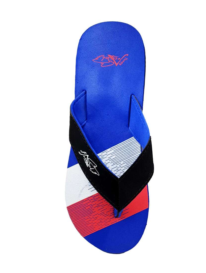 blue synthetic & mesh slip on flip flops - 18190144 -  Standard Image - 4