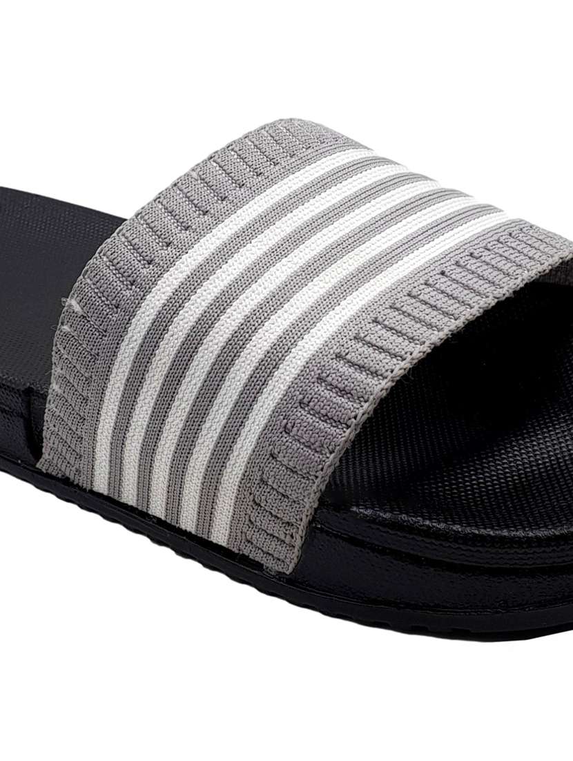 grey synthetic & mesh slip on flip flops - 18190146 -  Standard Image - 4