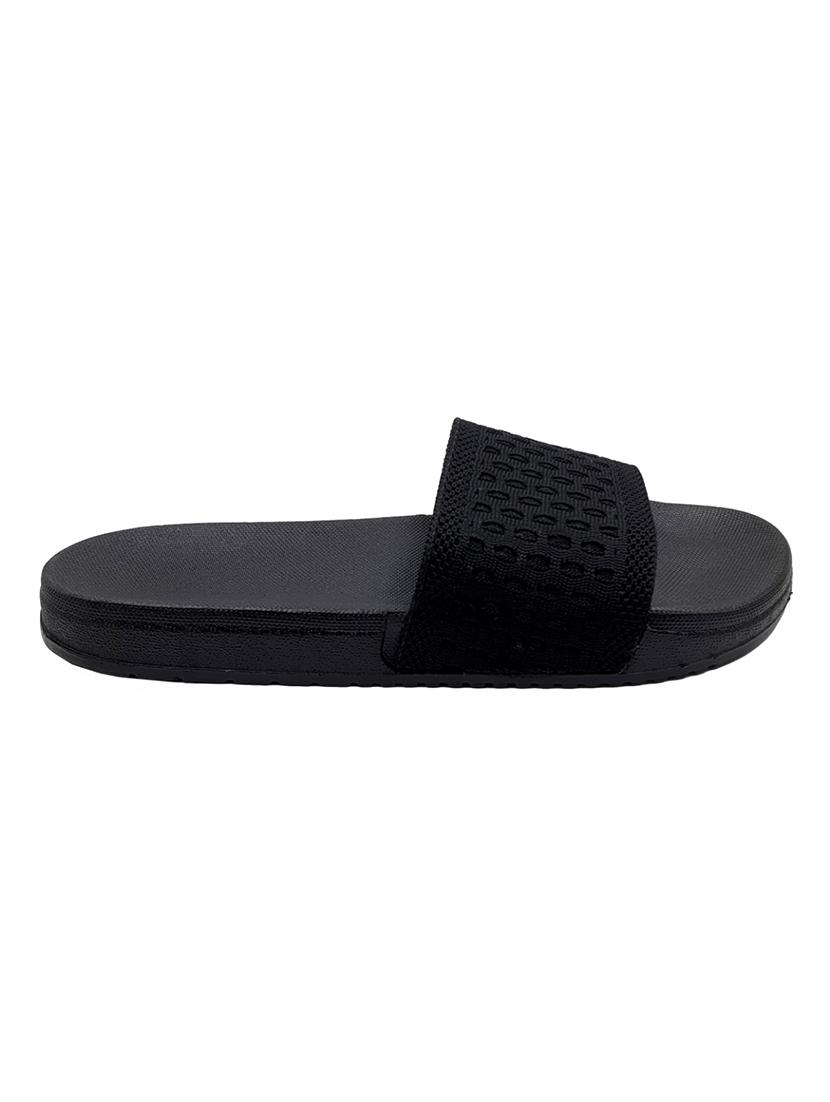 black synthetic & mesh slip on flip flops - 18190148 -  Standard Image - 1