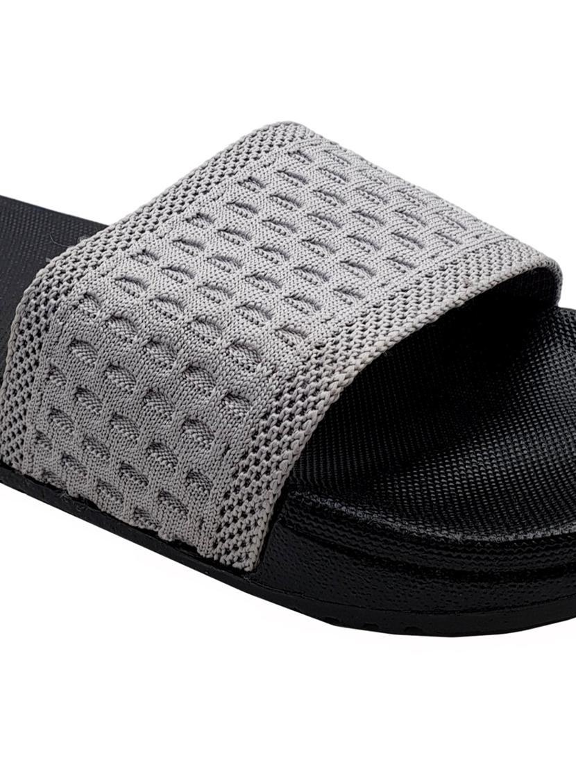 grey synthetic & mesh slip on flip flops - 18190149 - Standard Image - 4