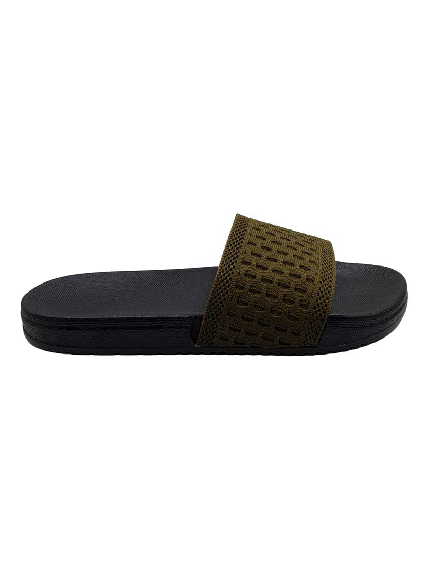 green synthetic & mesh slip on flip flops - 18190151 -  Standard Image - 1