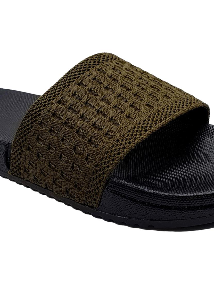 green synthetic & mesh slip on flip flops - 18190151 - Standard Image - 4