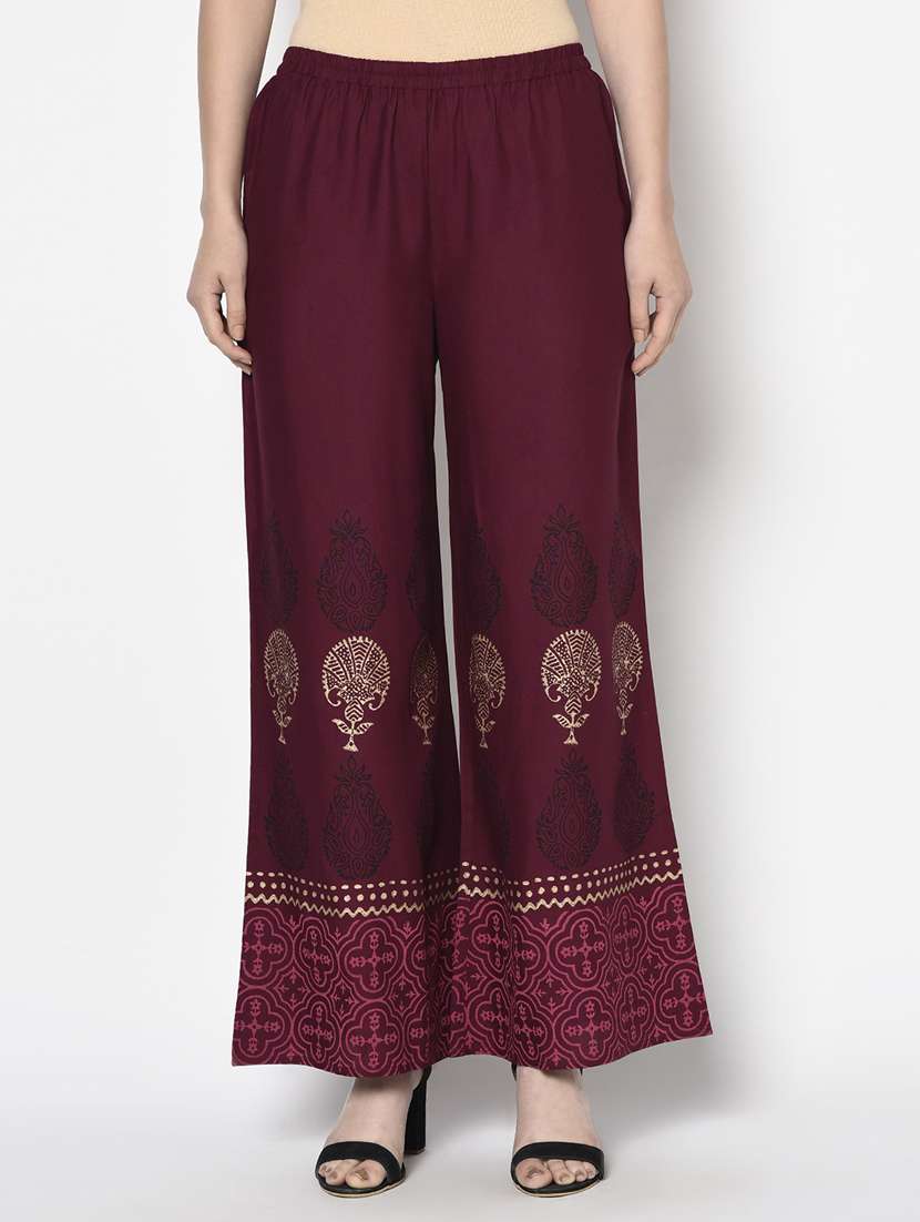aniyah regular fit women maroon trousers 